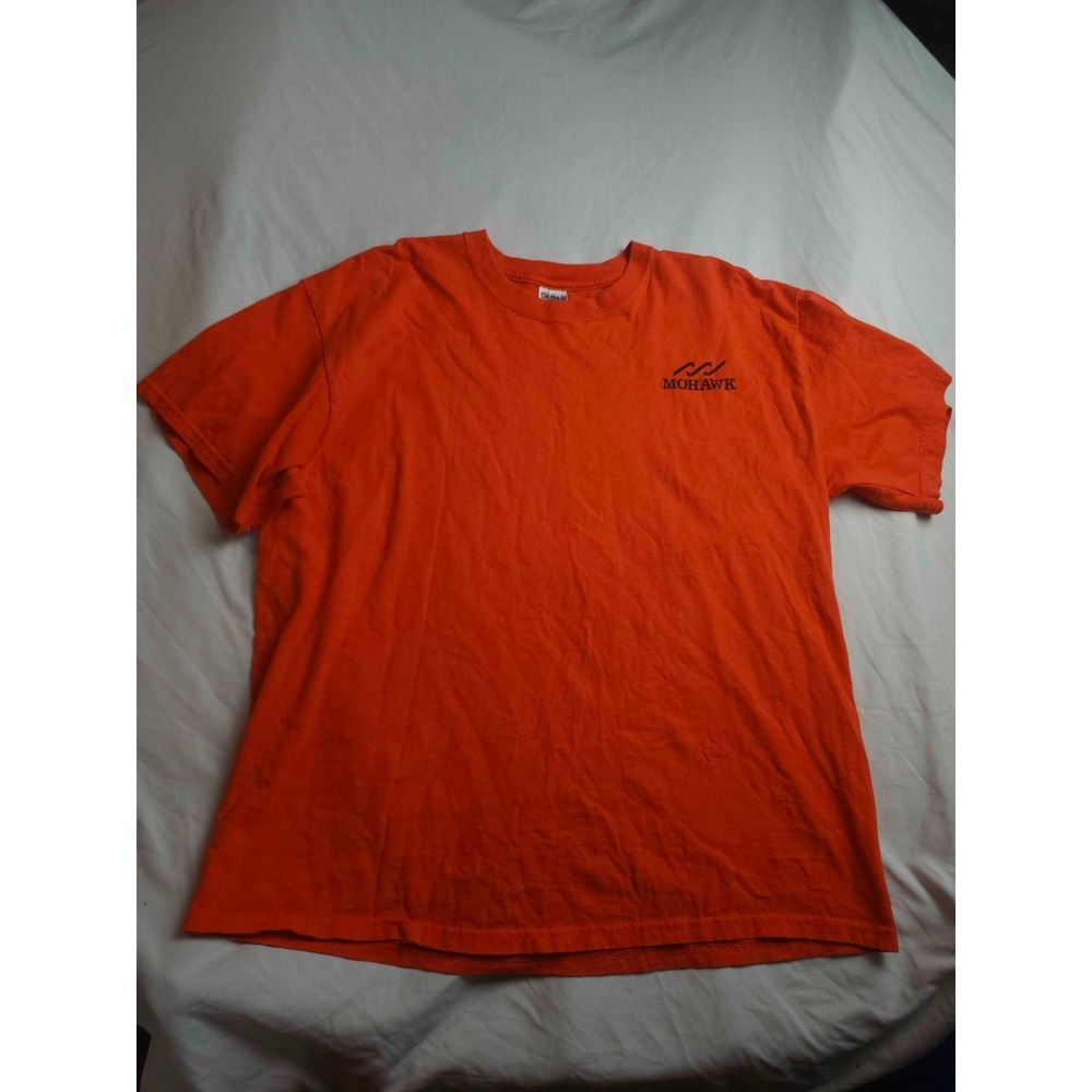 Gildan Mohawk Jobs T-Shirt‎ Mens XL Orange Promotional Workwear Short Sleeves